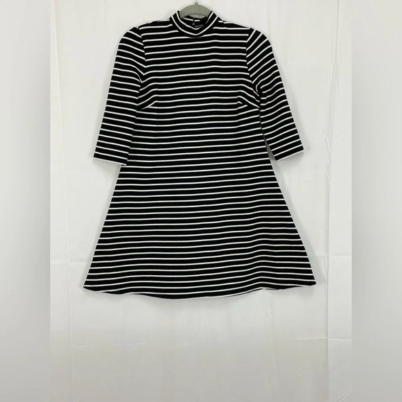 Atmosphere Stripe High Neck 3/4 Sleeve Skater mini Dress size 4 - Picture 1 of 5